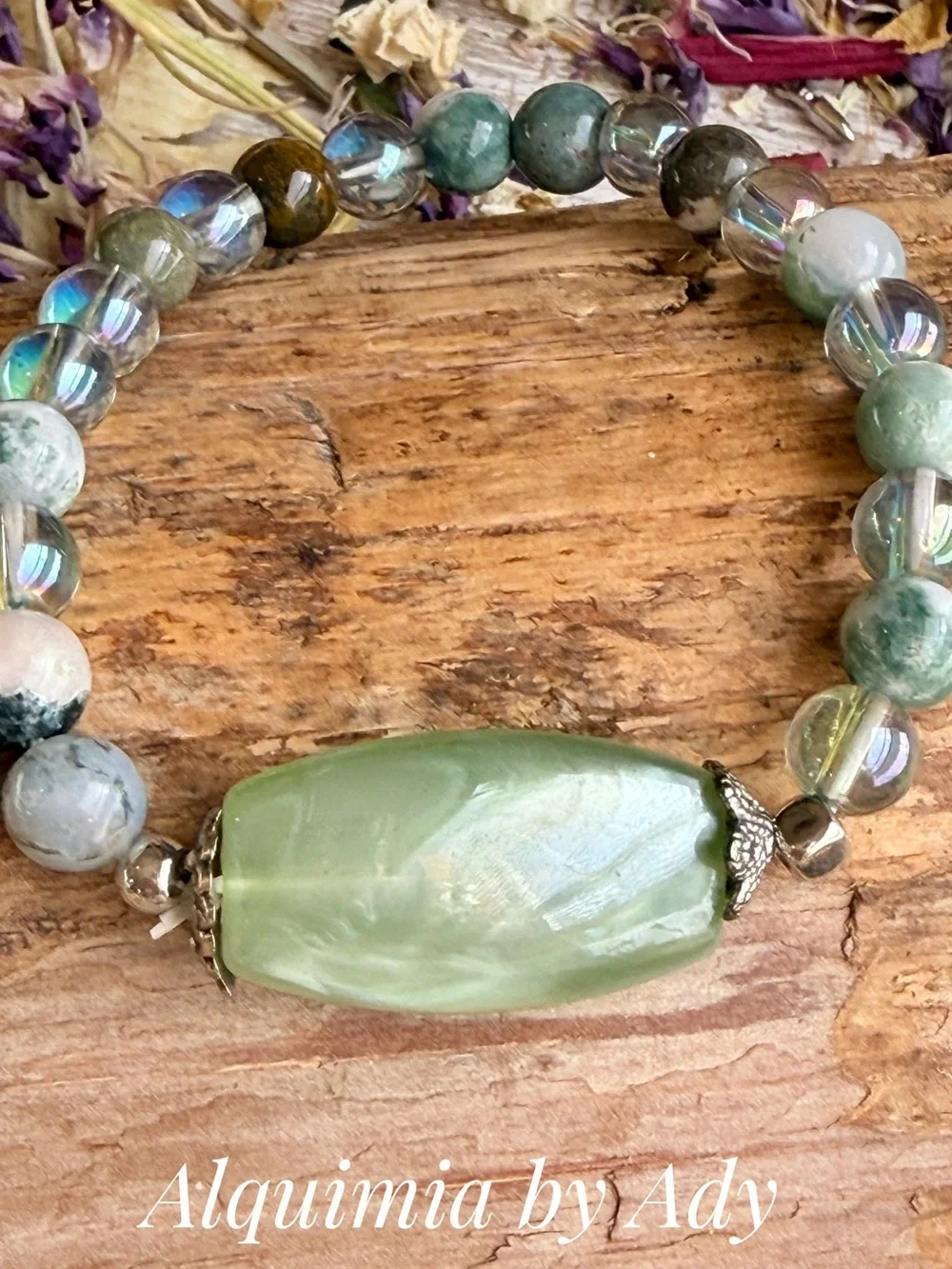 Moss agate beaded bracelet prosperity for Gemini ♊️